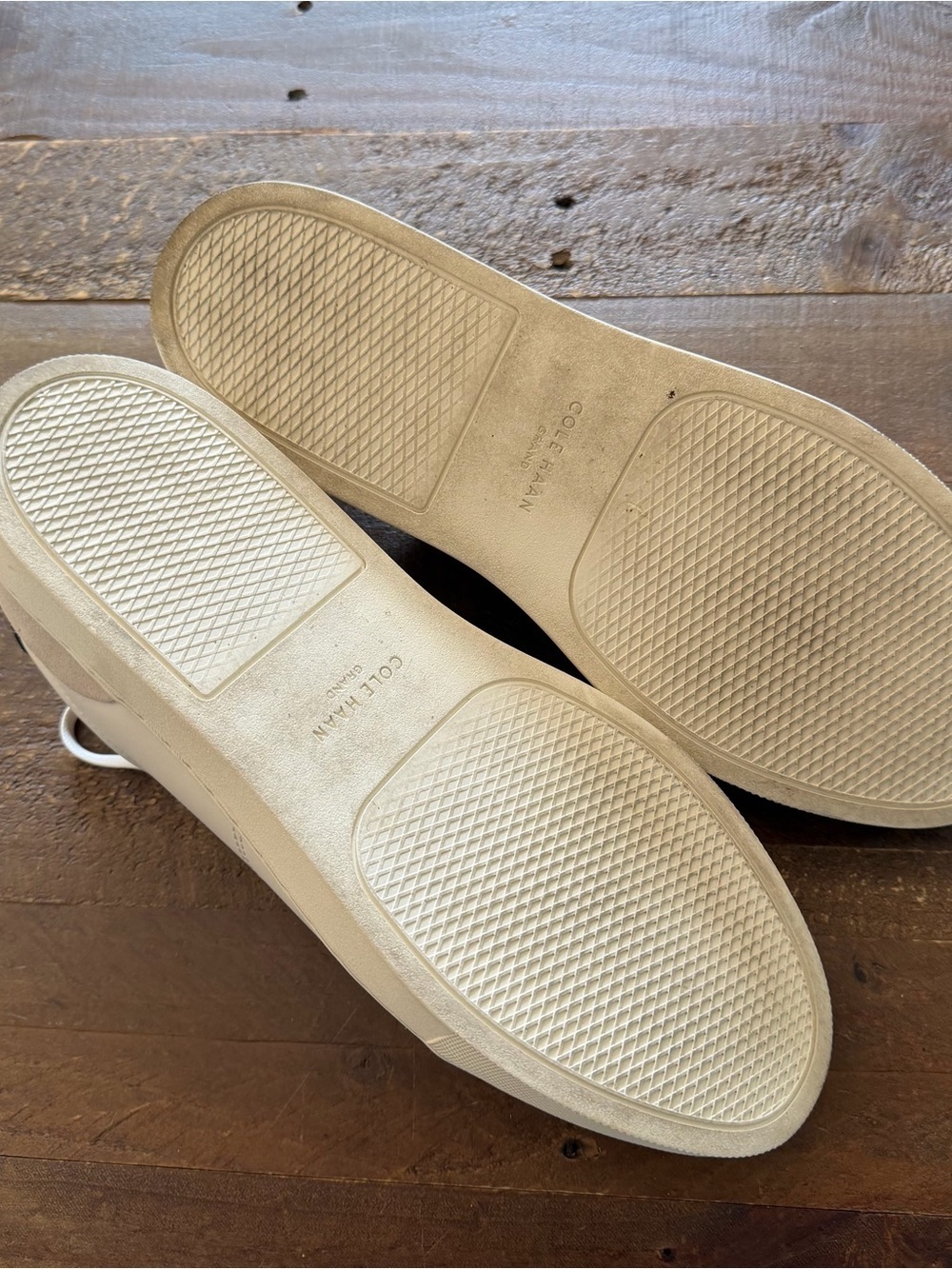 Cole Haan Grand series Men's Cream Leather Lace-Up Sneakers - Picture 4 of 7